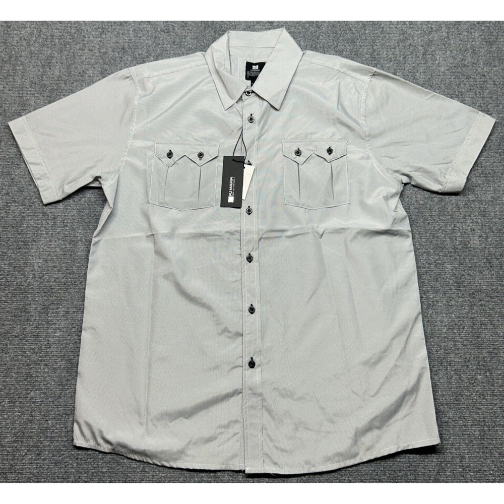 Vintage PJ Mark Shirt Mens L Black White Striped Short Sleeve Button Up Y2K New
